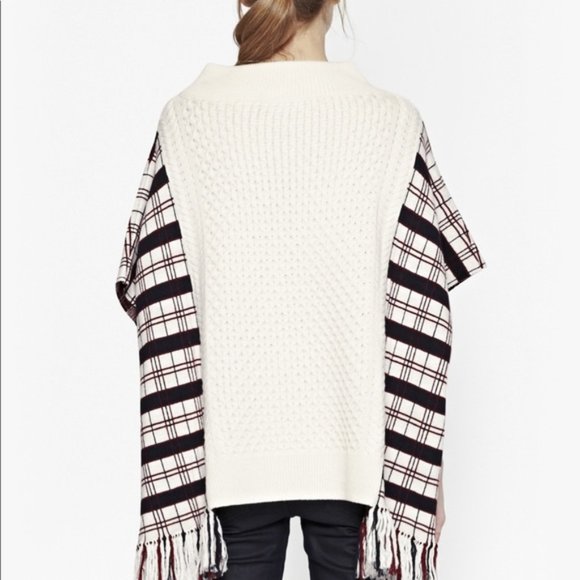 French Connection Hatty Tartan Wool Blend Poncho - Picture 2 of 4